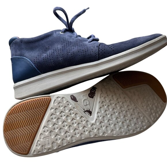 UGG Mens Larken Stripe Perf Blue Lace-Up Shoes Size 7 Suede Casual Sneakers - Picture 5 of 7